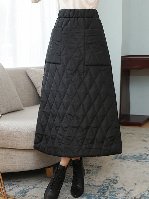 Bas ample matelassé vintage, à taille élastique, taille haute, coupe trapèze