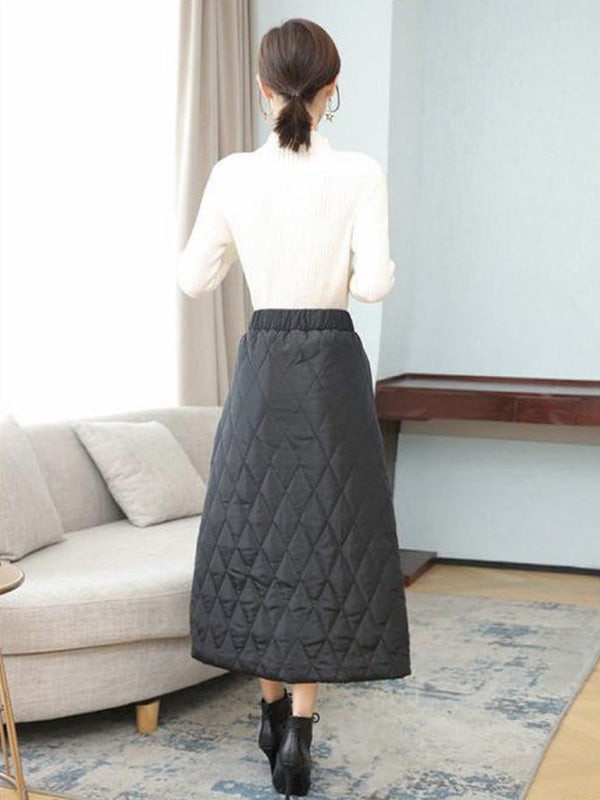 Bas ample matelassé vintage, à taille élastique, taille haute, coupe trapèze