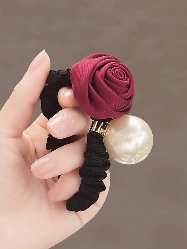 Perles élastiques en forme de fleur plissées et brillantes, accessoires pour cheveux, élastique pour queue de cheval