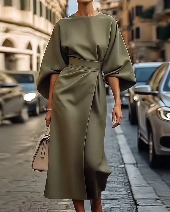 Elena - Robe midi avec ceinture et manches kimono
