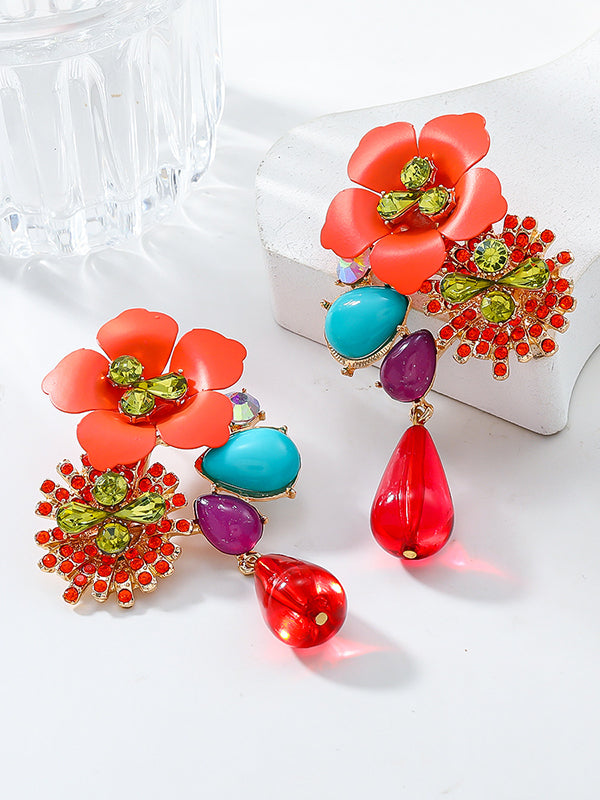 Boucles d'oreilles pendantes en forme de fleur