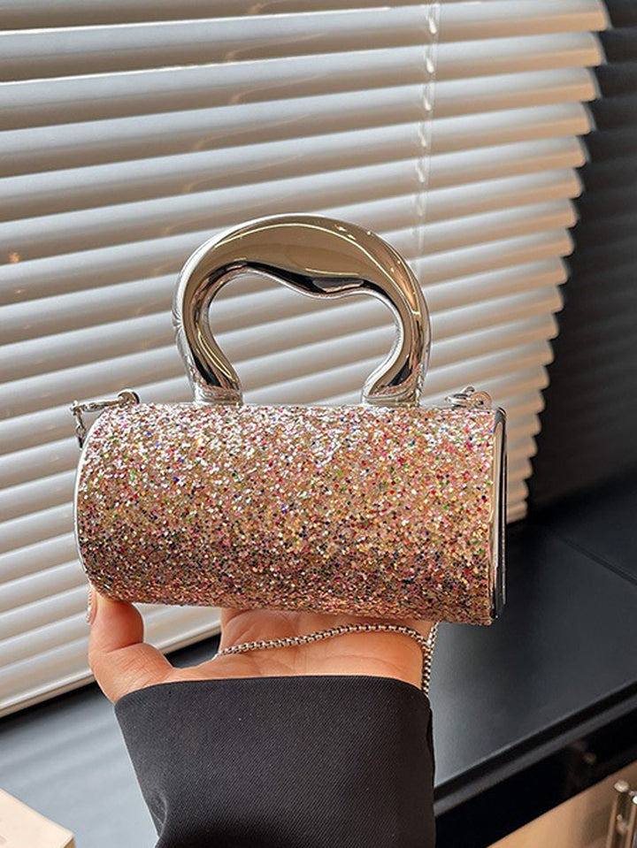Sac à main bandoulière brillant géométrique à chaîne