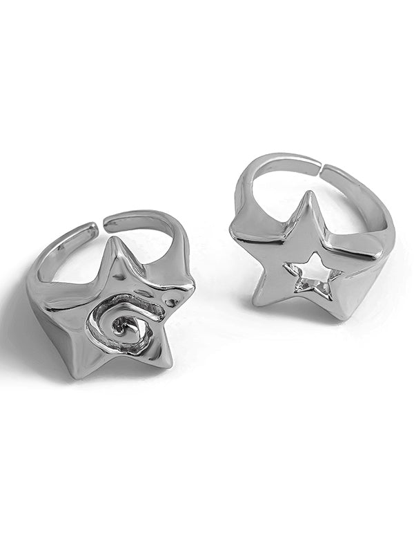 Bague réglable ajourée normcore, en forme d'étoile
