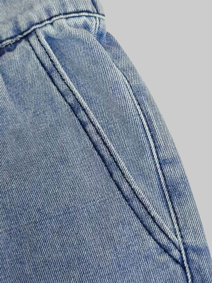 Pantalon en Jean ample boutonné de couleur unie avec fermeture éclair, bas Knickerbockers