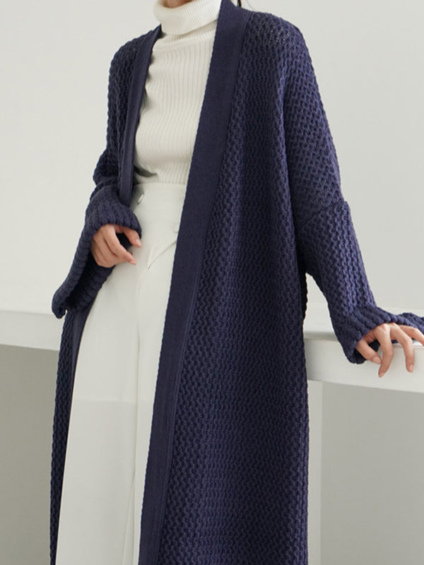 Cardigan en tricot à fil épais, ample, surdimensionné, couleur unie, urbain, manteaux
