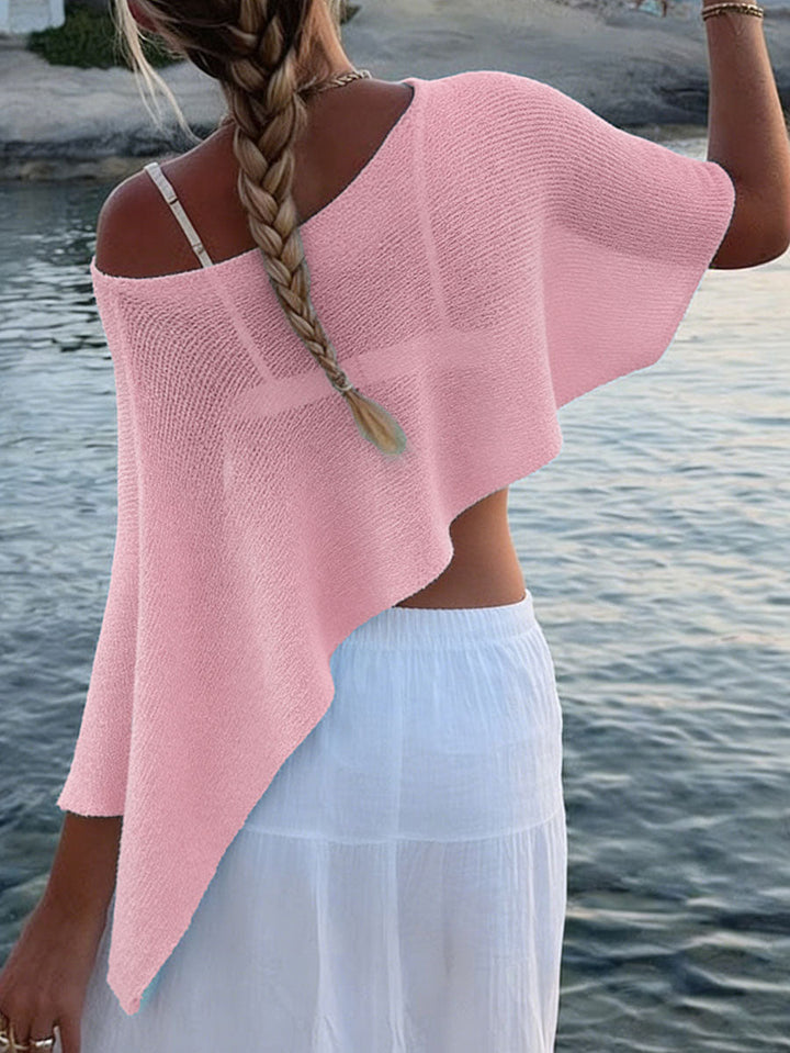 Irrégularité Cape transparente à une épaule de couleur unie