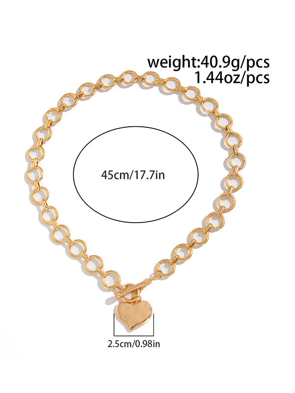 Collier géométrique normcore, à chaîne, en forme de cœur