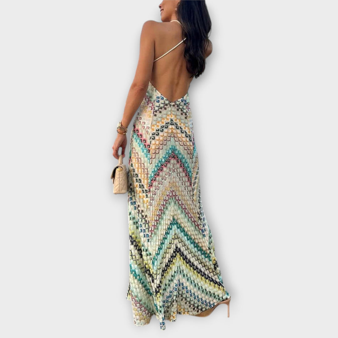 Remi - Missoni Robe Maxi à Motif Chevron Multicolore