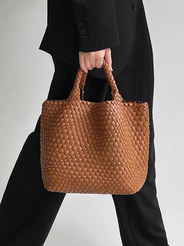 Sac à main tressé couleur unie