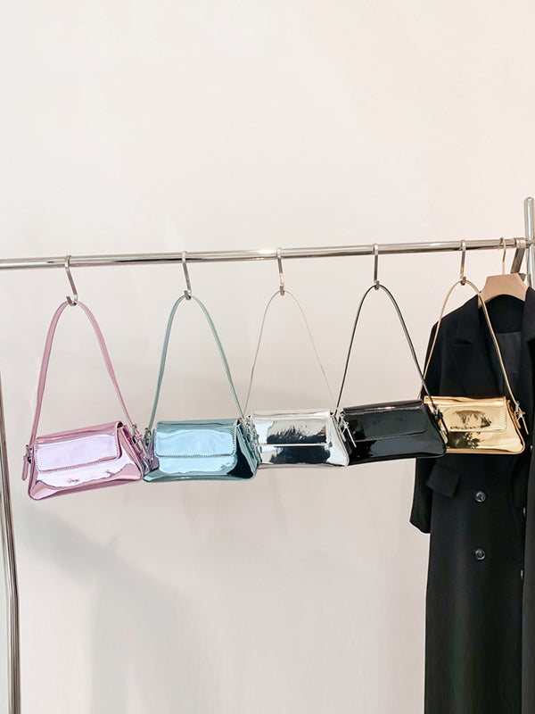 Sac à main géométrique à fermeture éclair, couleur unie