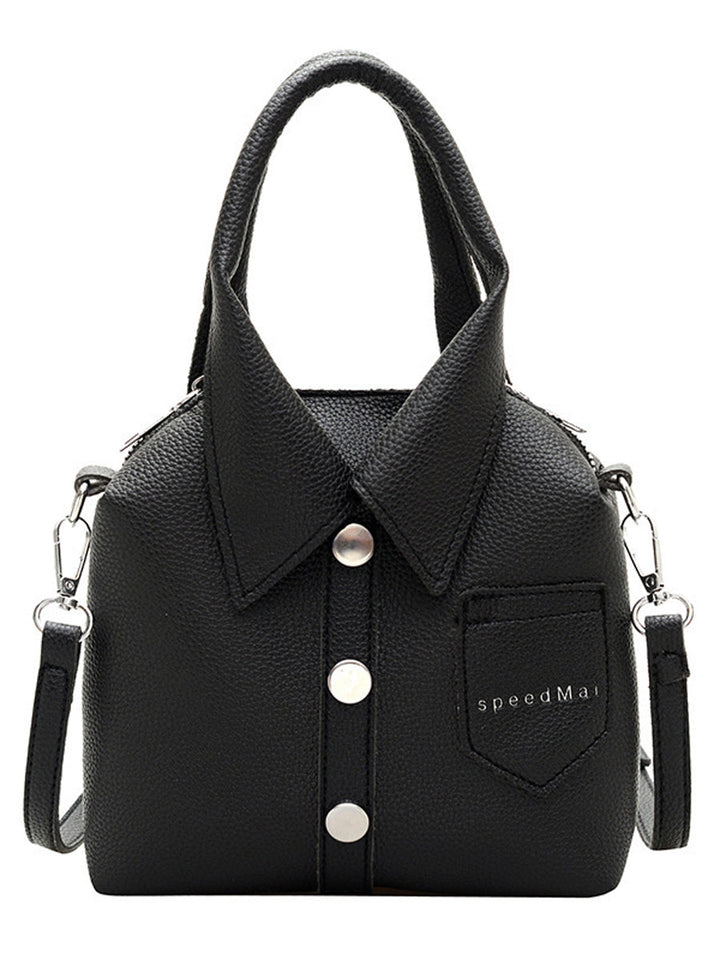 Sac à main bandoulière géométrique boutonné couleur unie