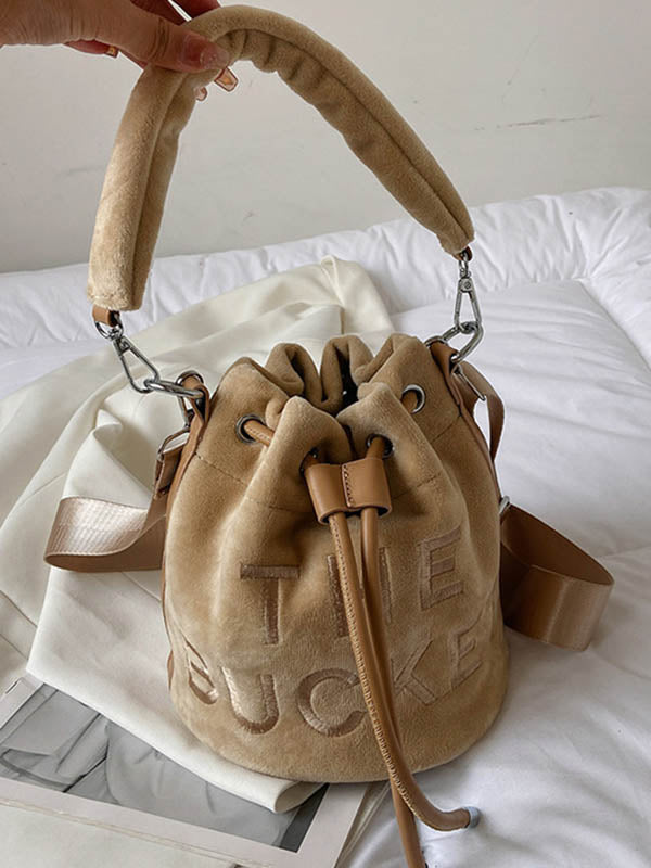 Sac à main à cordon de serrage, à imprimé lettres