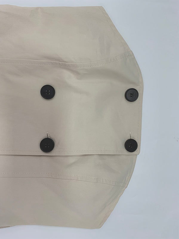 Robe longue ample boutonnée coupe trapèze, avec ceinture, à poches, bustier