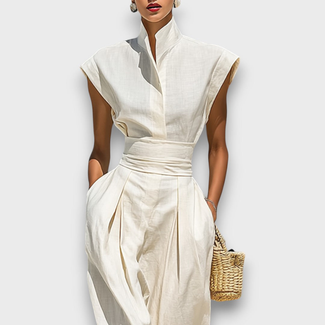 Liorna – Robe maxi en coton pur avec col