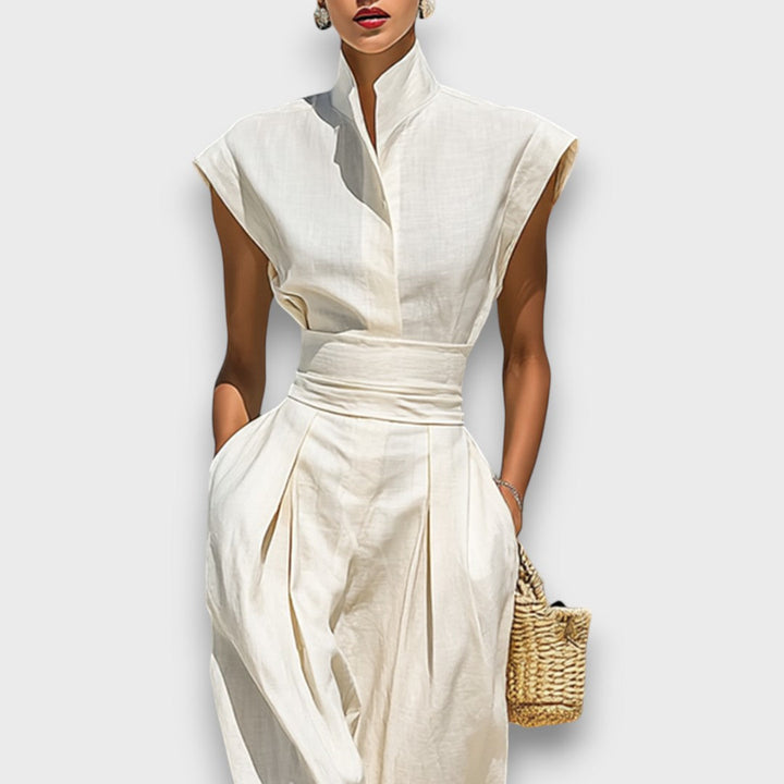 Liorna – Robe maxi en coton pur avec col