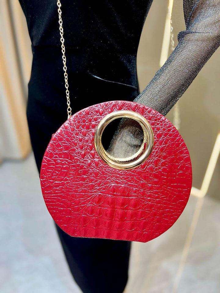 Pochette de soirée géométrique à chaîne