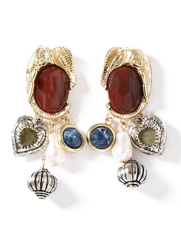 Boucles d'oreilles brillantes à coupe irrégulière, en forme d'animal, en forme de cœur