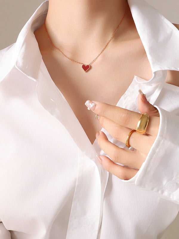 Collier simple géométrique en forme de cœur