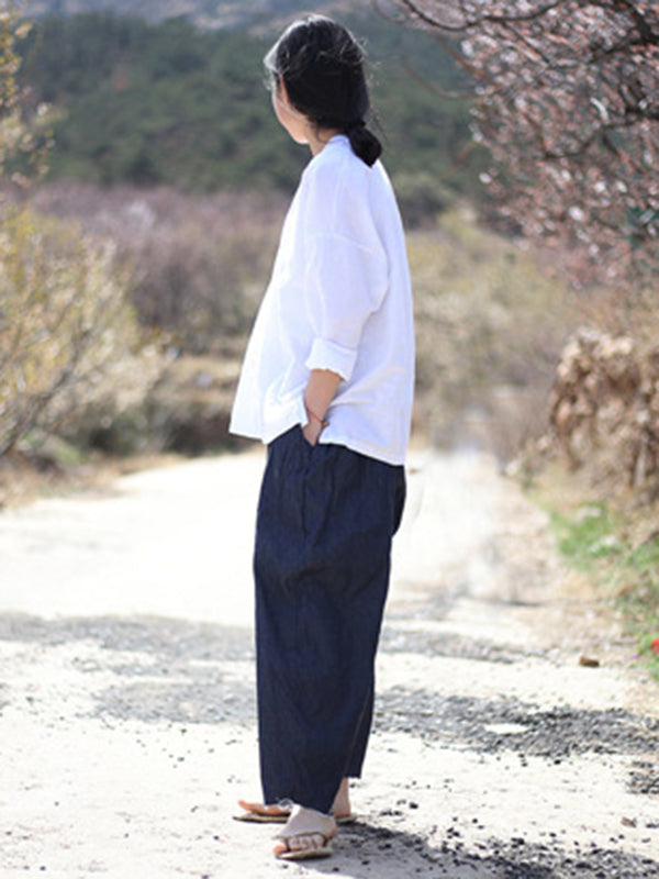 Pantalon en jean à jambes larges de couleur denim ample vintage