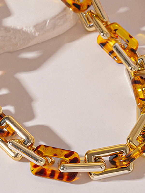 Collier à chaîne, à imprimé léopard