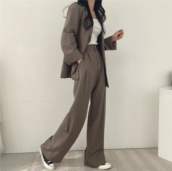 Costume Pantalon Femme Coupe Loose Blazer Baggy