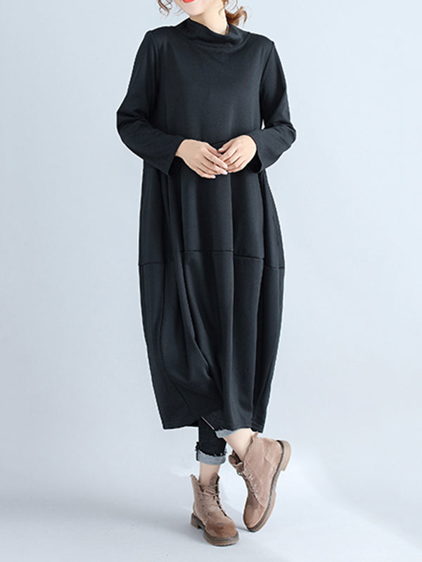 Robe mi-longue décontractée ample grande taille, à capuche, couleur unie