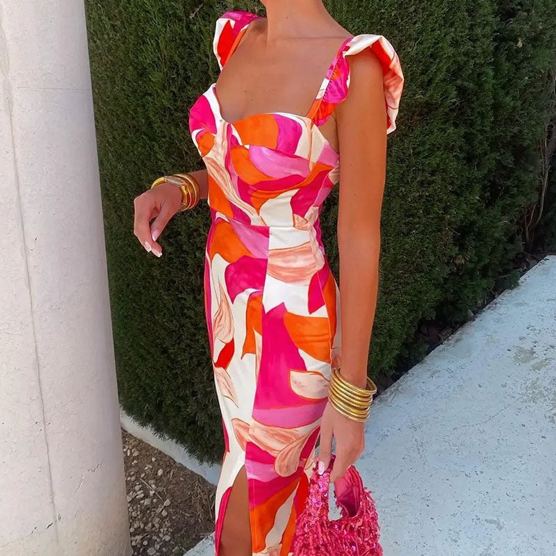 Elena - Robe midi à motif floral