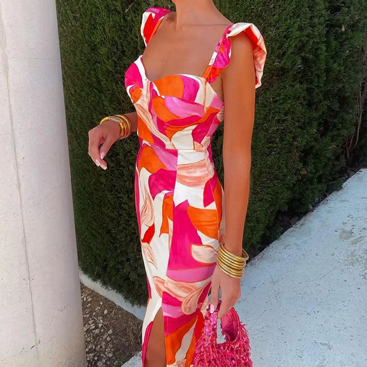Elena - Robe midi à motif floral