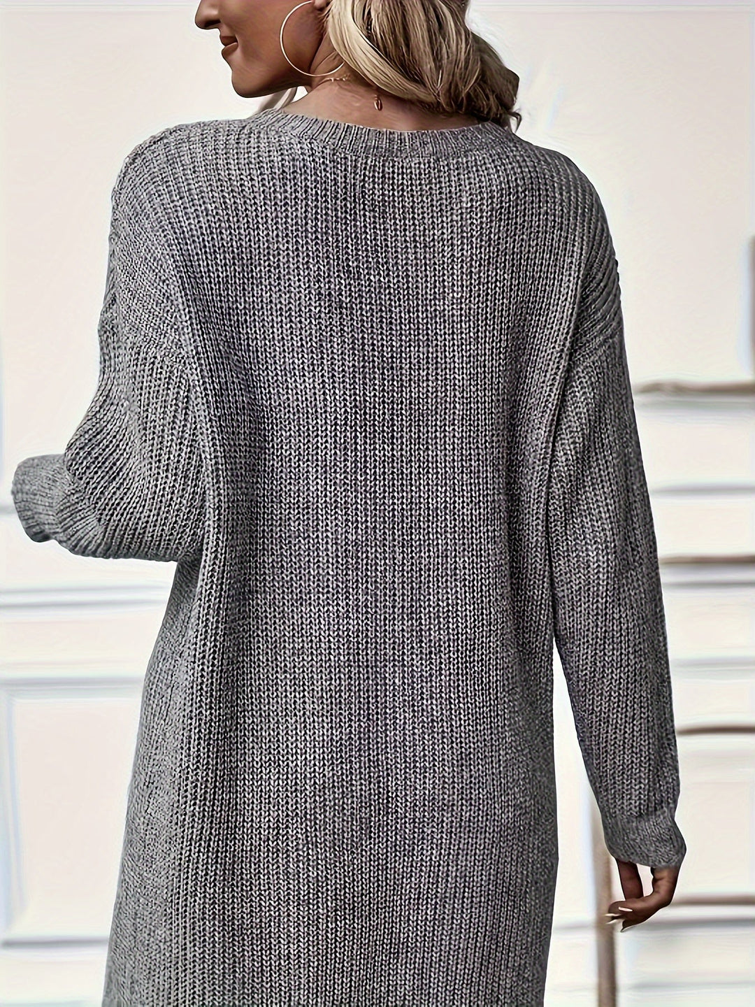 Robe en tricot femme asymétrique | Manches longues pour l'automne et l'hiver