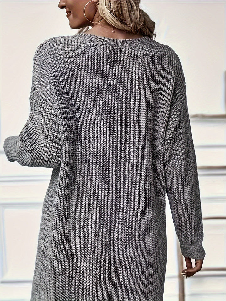 Robe en tricot femme asymétrique | Manches longues pour l'automne et l'hiver