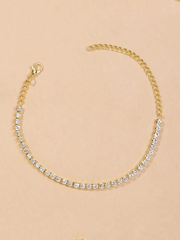 Chaîne de pied simple en strass brillant