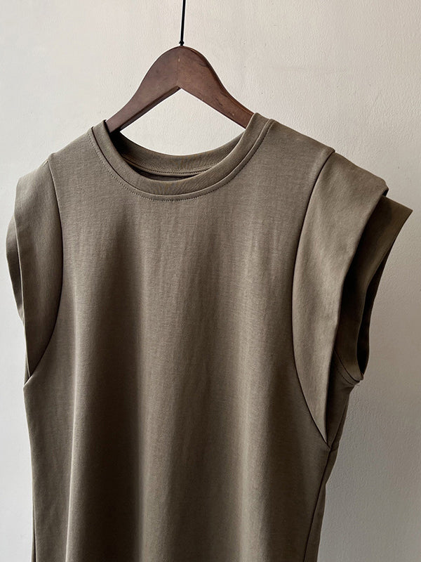 T-shirt ample sans manches, à empiècements, à col rond