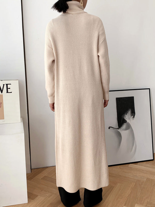 Robe ample fendue devant couleur unie
