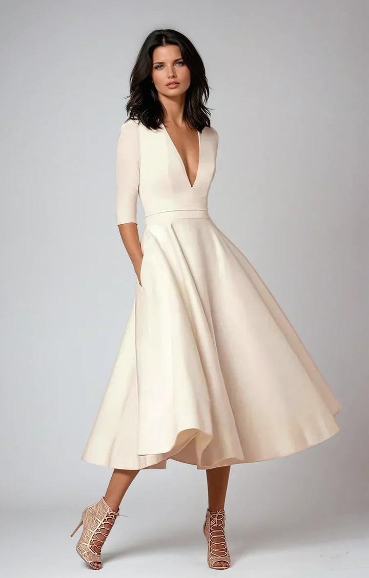 Diana - Robe midi avec décolleté en V