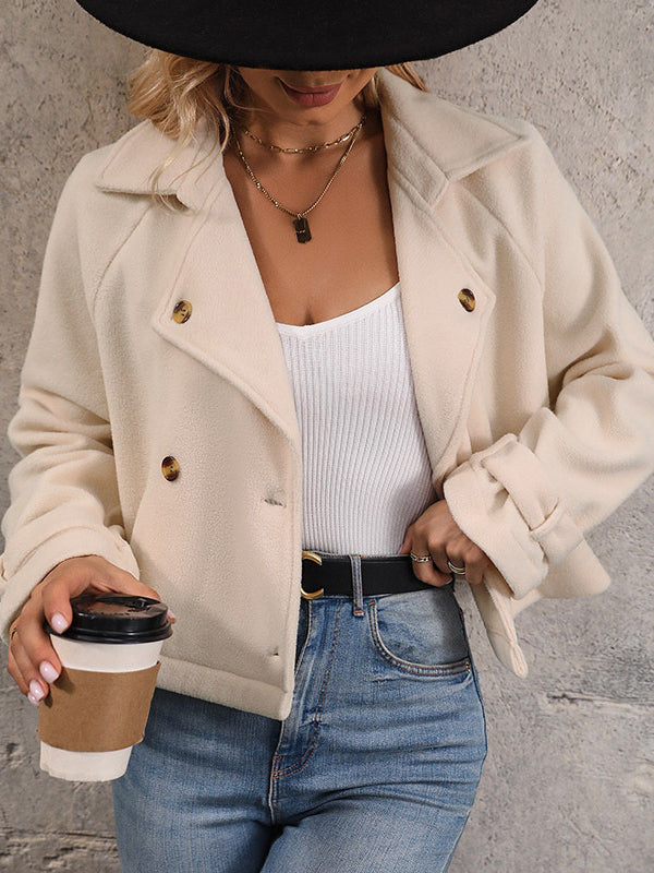 Veste ample boutonnée à manches longues, à empiècements, à col cranté