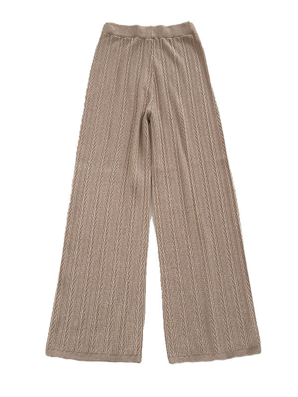 Pantalon ample taille haute, couleur unie