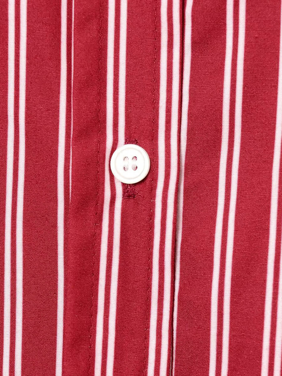 Chemisier rayé boutonné ample à manches longues, à col revers, couleur contrastée