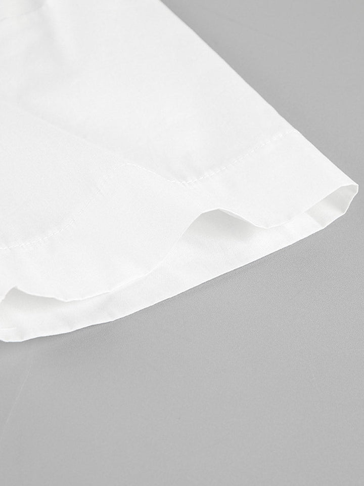 Chemisier plissé à taille élastique, taille haute, à empiècements, à taille nouée, à col rond, couleur unie