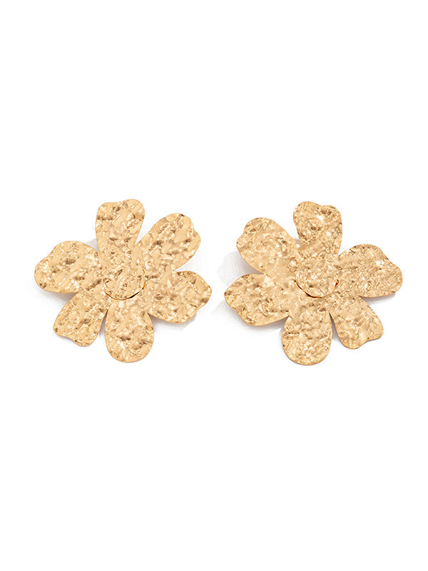 Boucles d'oreilles à coupe irrégulière, en forme de fleur