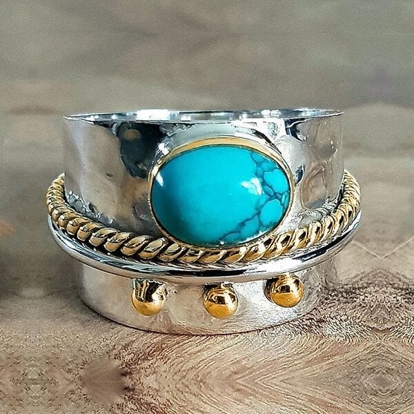 Bague large turquoise