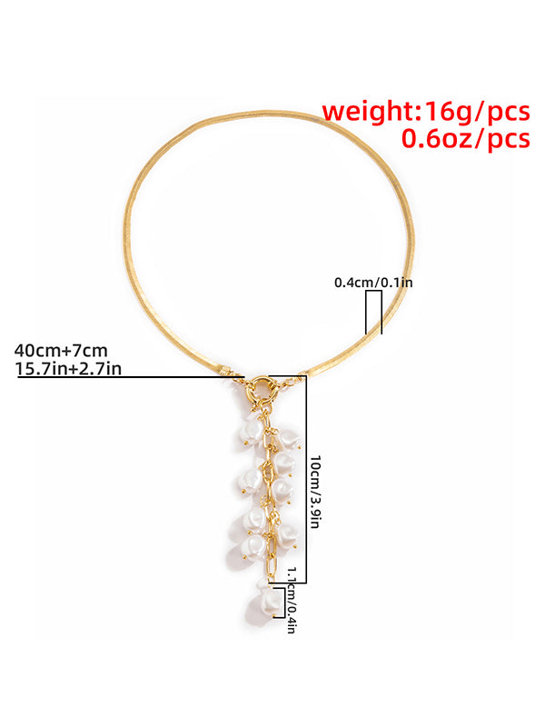 Collier Géométrique Original à Pendentif Perle