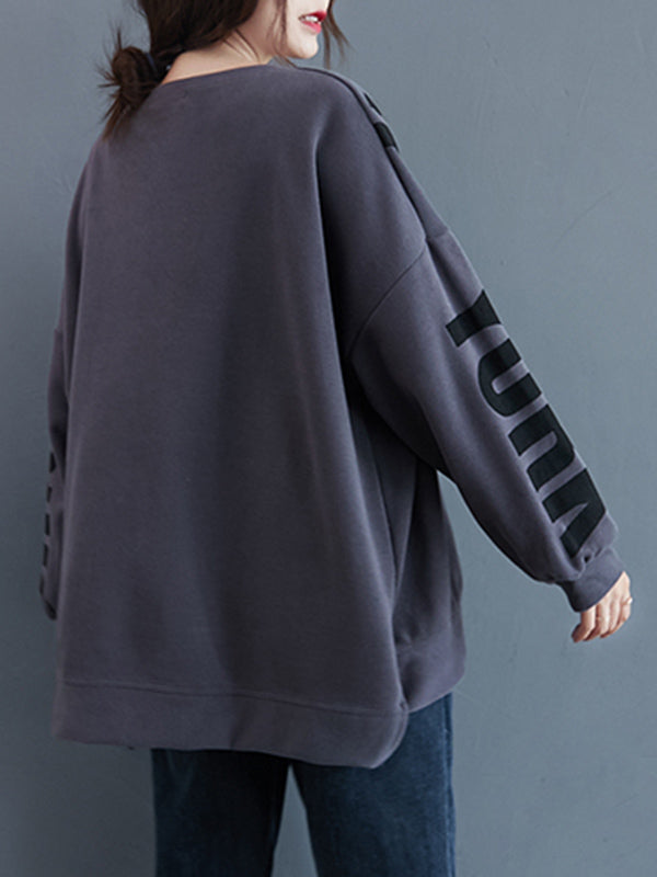 Sweat-shirt élégant à col rond et lettres imprimées
