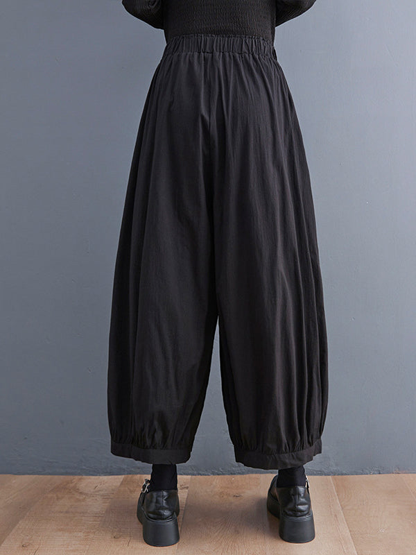 Pantalon ample décontracté à jambes larges, à pois