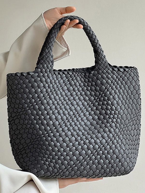 Sac à main tressé couleur unie