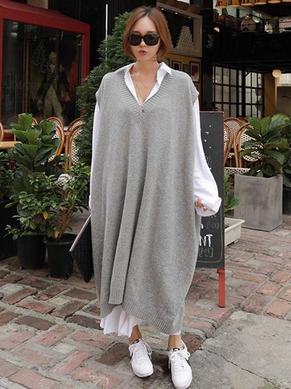 Gilet ample en laine col V