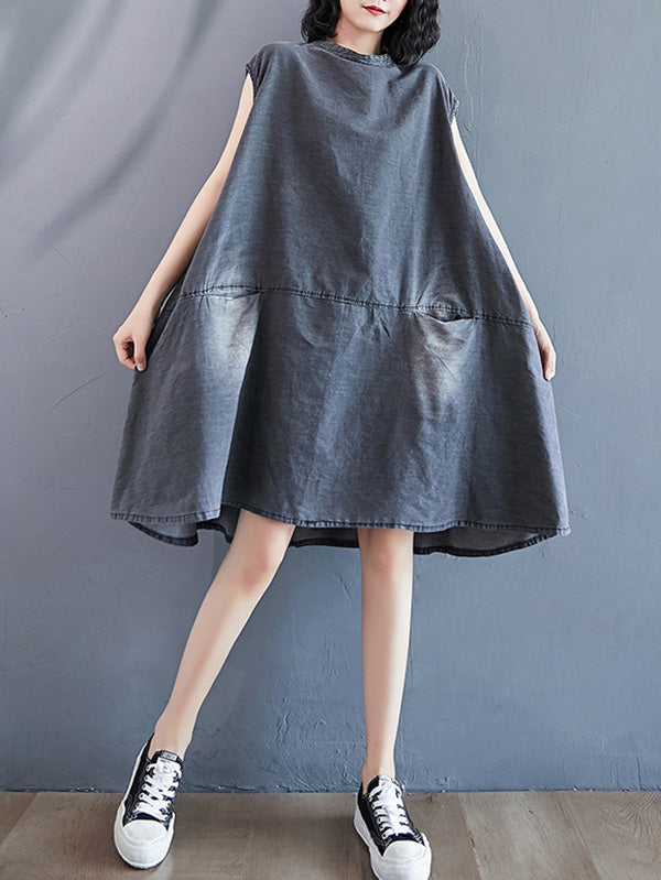 Robe à empiècements, à poche, en jean
