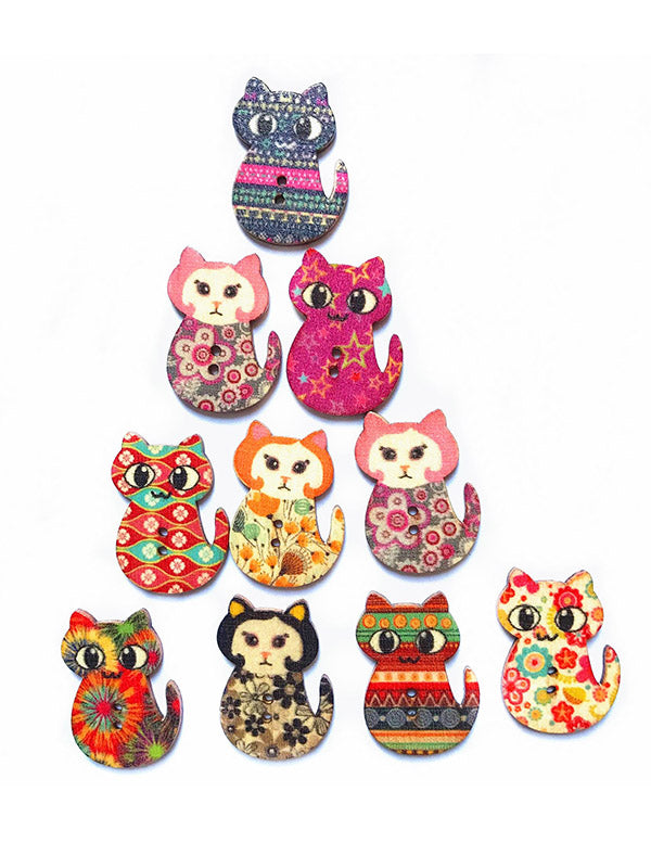 Environ 100 boutons en forme de chat, accessoires de décoration DIY