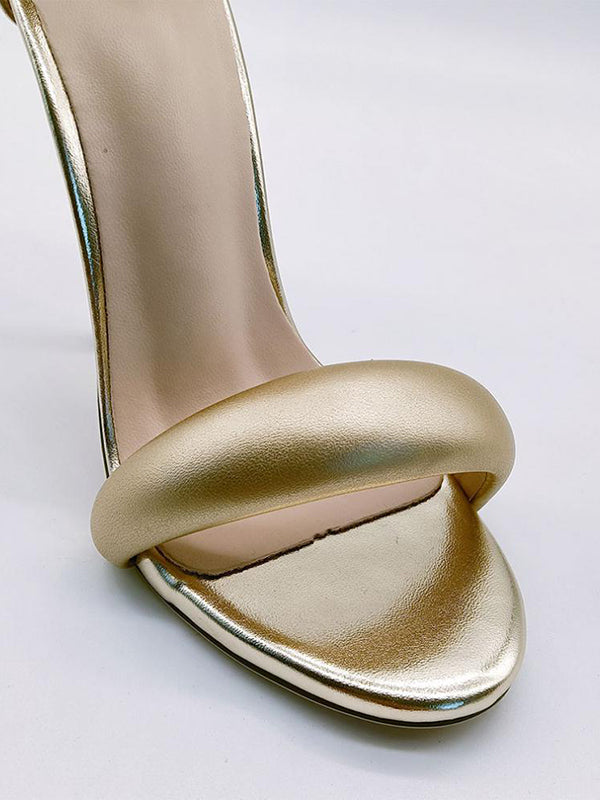 Sandales à talons brillantes à bout ouvert, à fermeture éclair