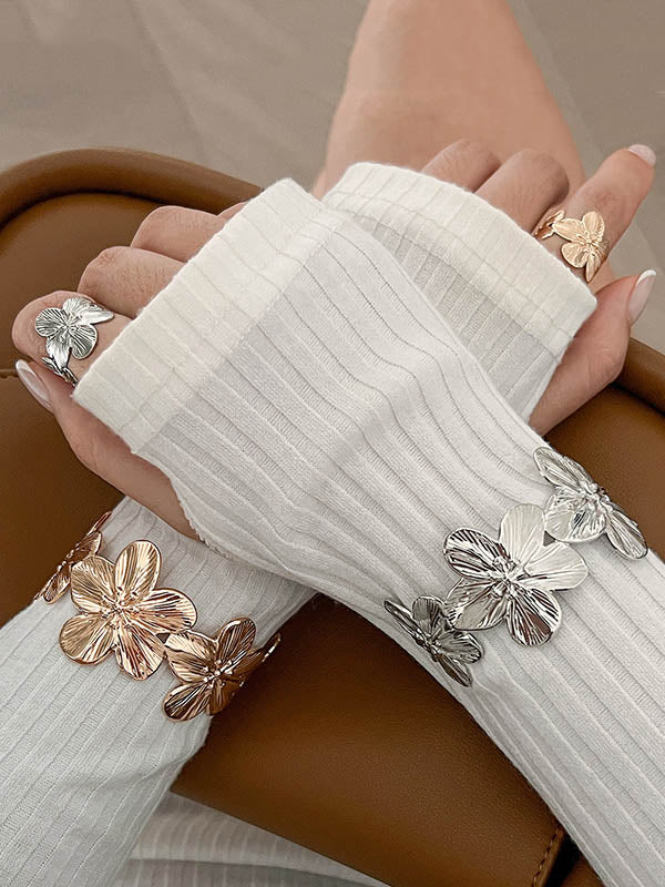 Parure bracelet et bague géométrique en forme de fleur