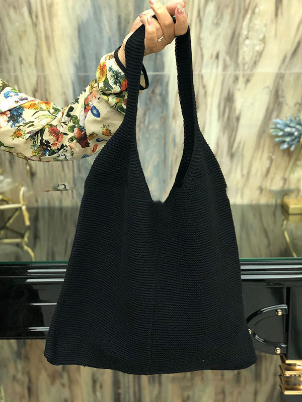 Sacs de couleur unie Sac à main tissé